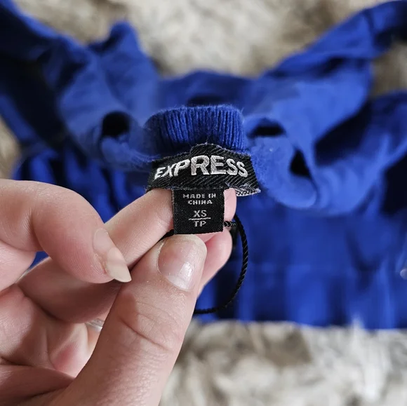 Express Royal Blue V-Neck Sweater - Picture 3 of 4